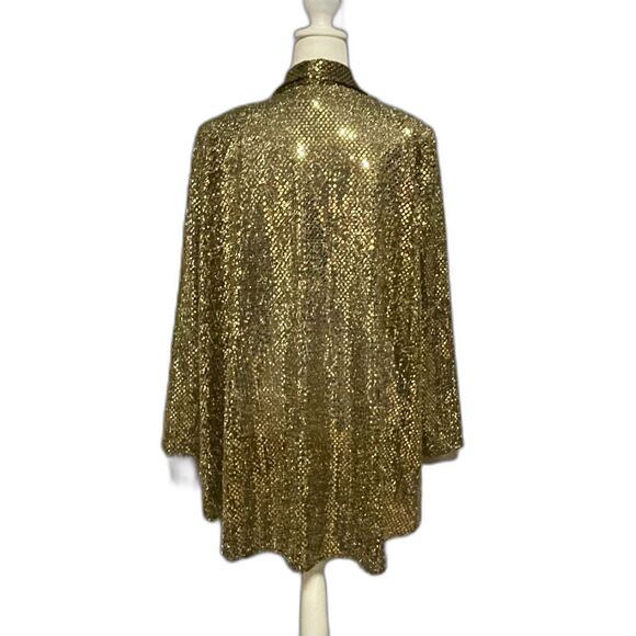 Vintage David Rose Gold Metallic Open Blazer Jacket Made in USA L - Picture 5 of 10